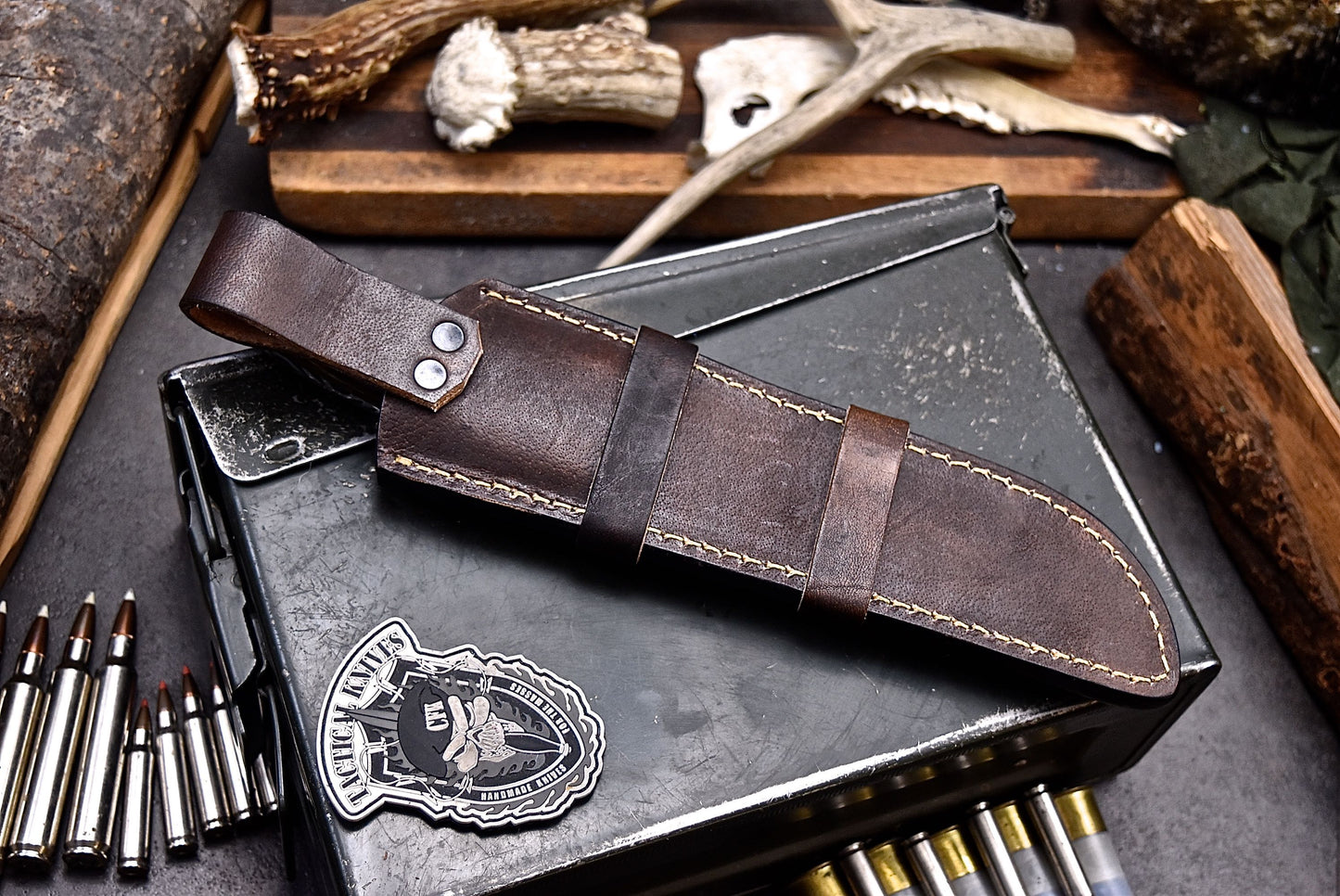 CFK Handmade Damascus Custom SHEEP HORN Hunting Camping TANTO Sport Knife Set