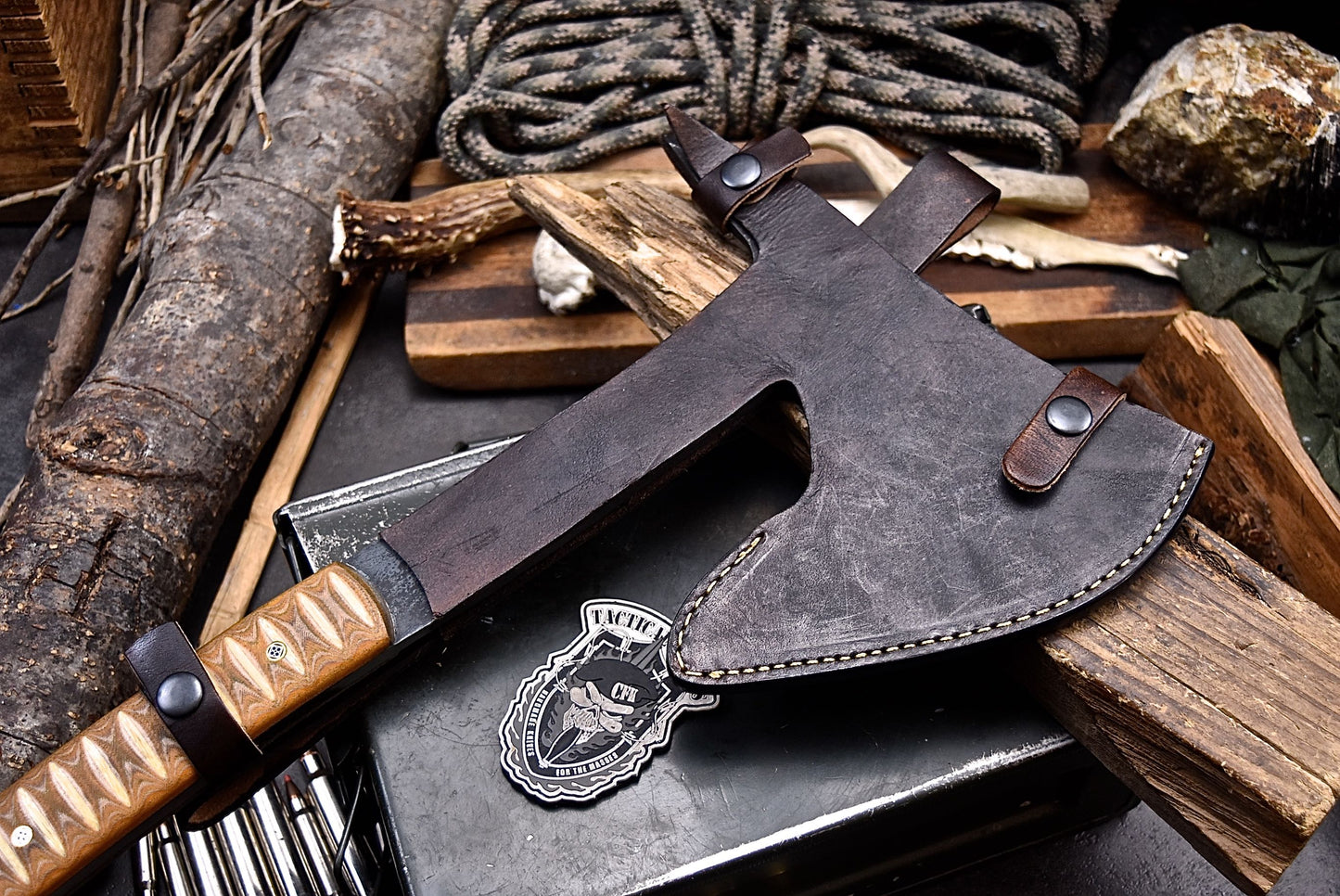 CFK Handmade D2 Tool Steel Custom FIREMAN Tomahawk Hatchet Axe w/ Sheath B