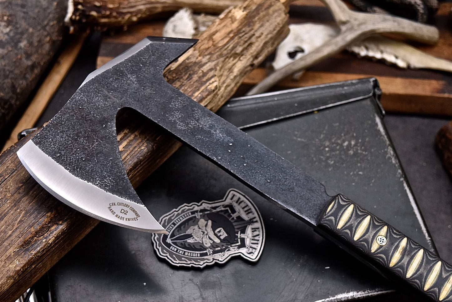 CFK Handmade D2 Tool Steel Custom FIREMAN Tomahawk Hatchet Axe w/ Sheath A