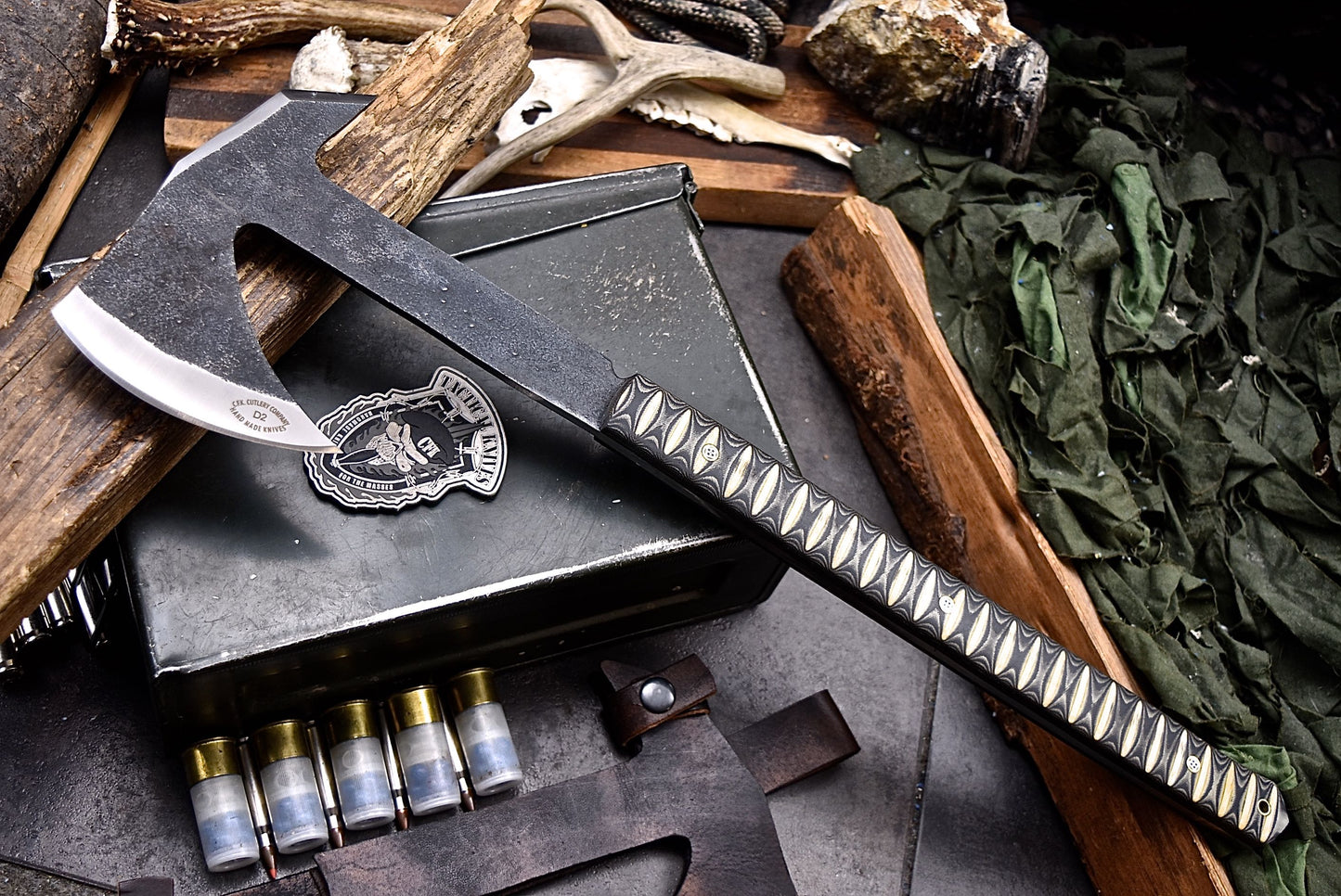 CFK Handmade D2 Tool Steel Custom FIREMAN Tomahawk Hatchet Axe w/ Sheath A
