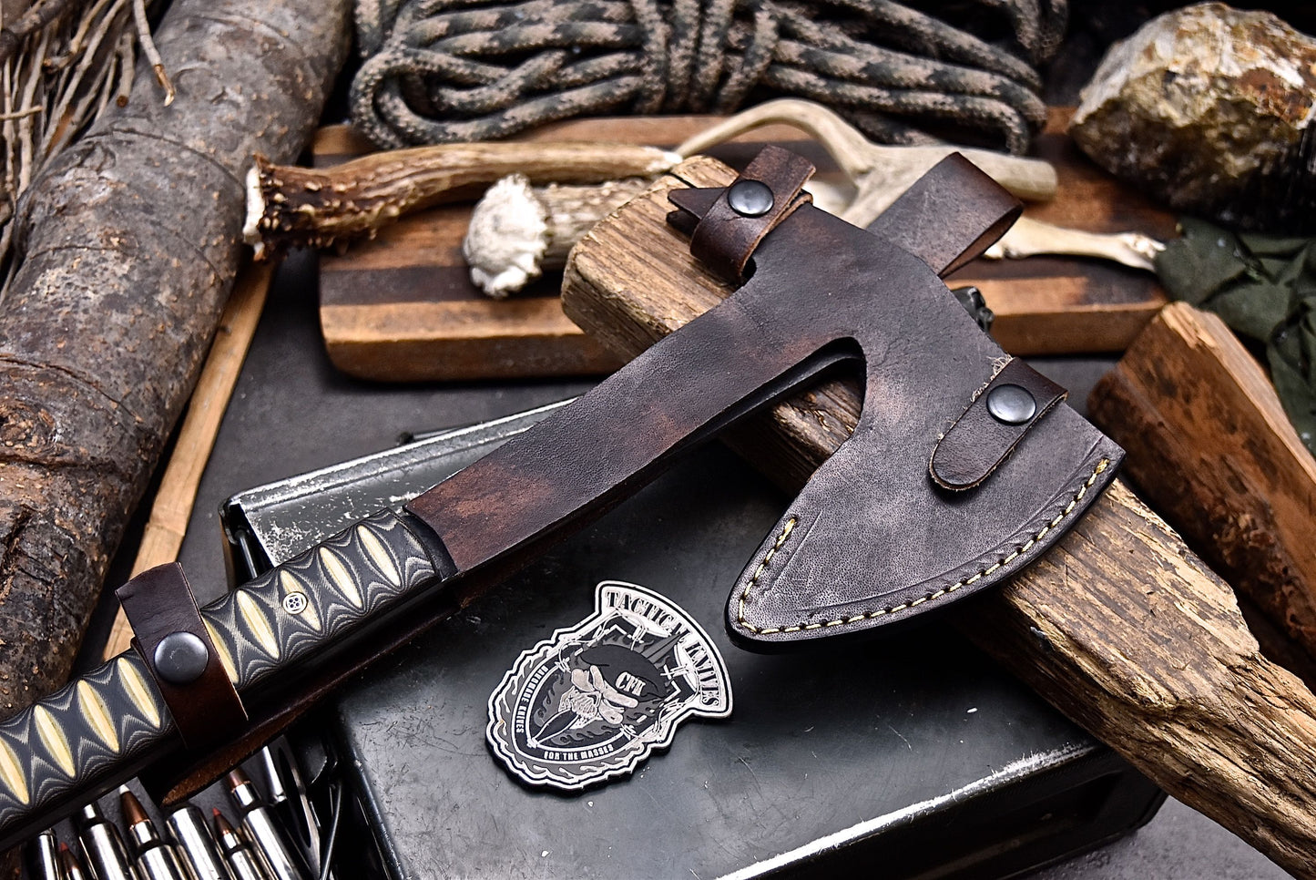 CFK Handmade D2 Tool Steel Custom FIREMAN Tomahawk Hatchet Axe w/ Sheath A