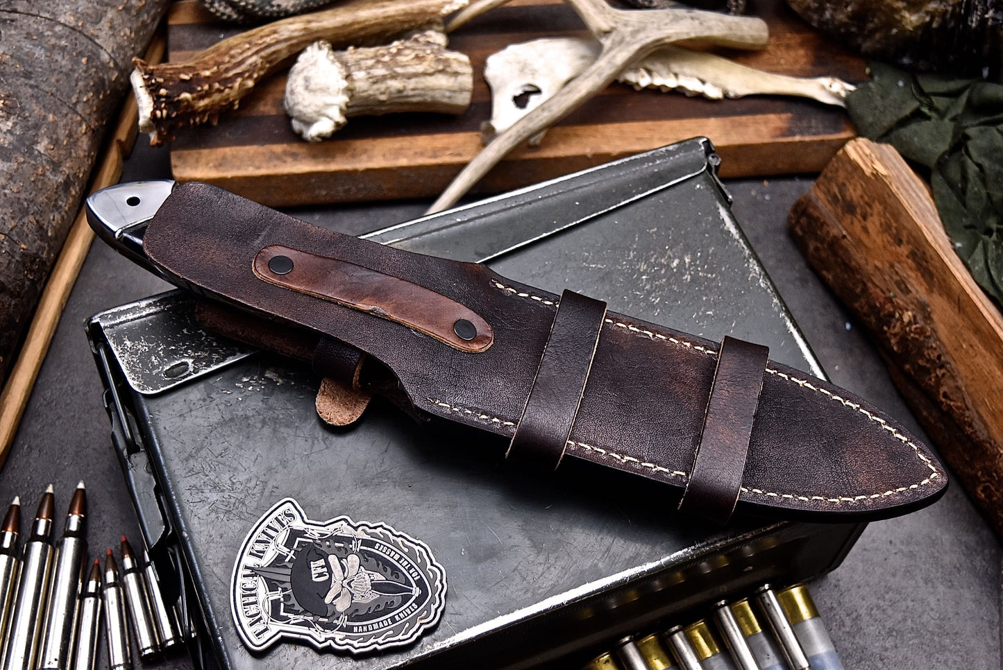 CFK Handmade AUS-10 Custom SHEEP HORN Sub Hilt Hunting Chopper Camping Knife Set