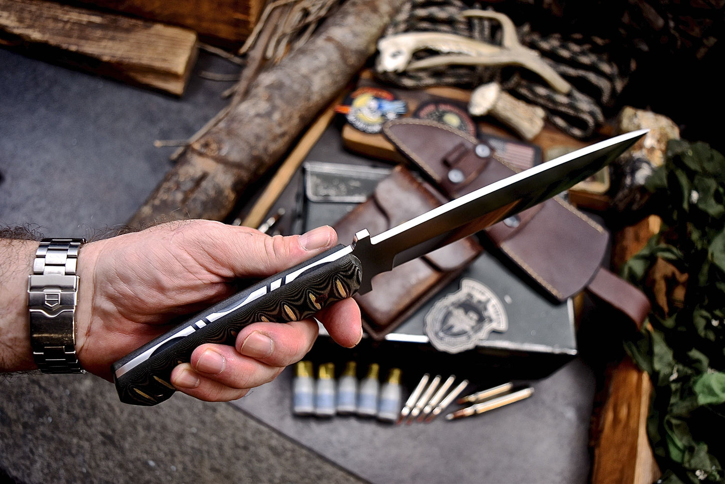 CFK Handmade AUS 10 Custom MICARTA Large Hunting Camping Chopper Knife Set A