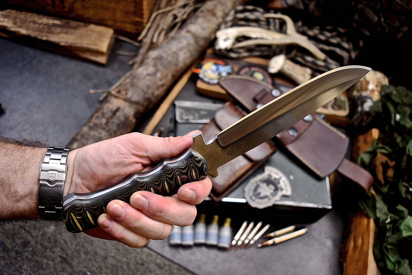 CFK Handmade AUS 10 Custom MICARTA Large Hunting Camping Chopper Knife Set A