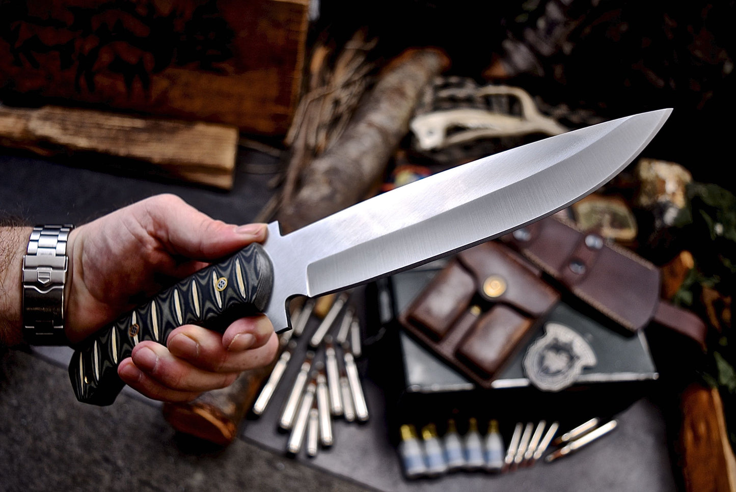 CFK Handmade AUS 10 Custom MICARTA Large Hunting Camping Chopper Knife Set A