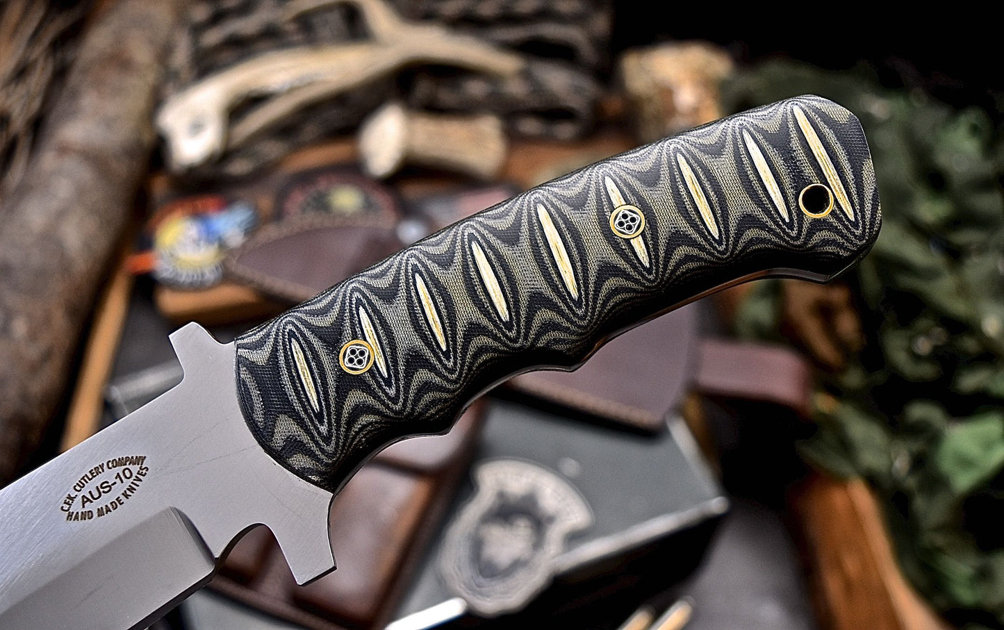CFK Handmade AUS 10 Custom MICARTA Large Hunting Camping Chopper Knife Set A
