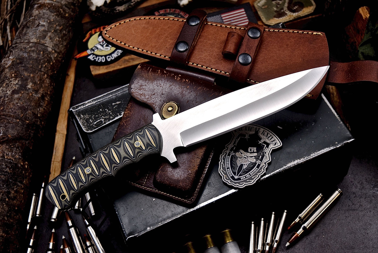 CFK Handmade AUS 10 Custom MICARTA Large Hunting Camping Chopper Knife Set B