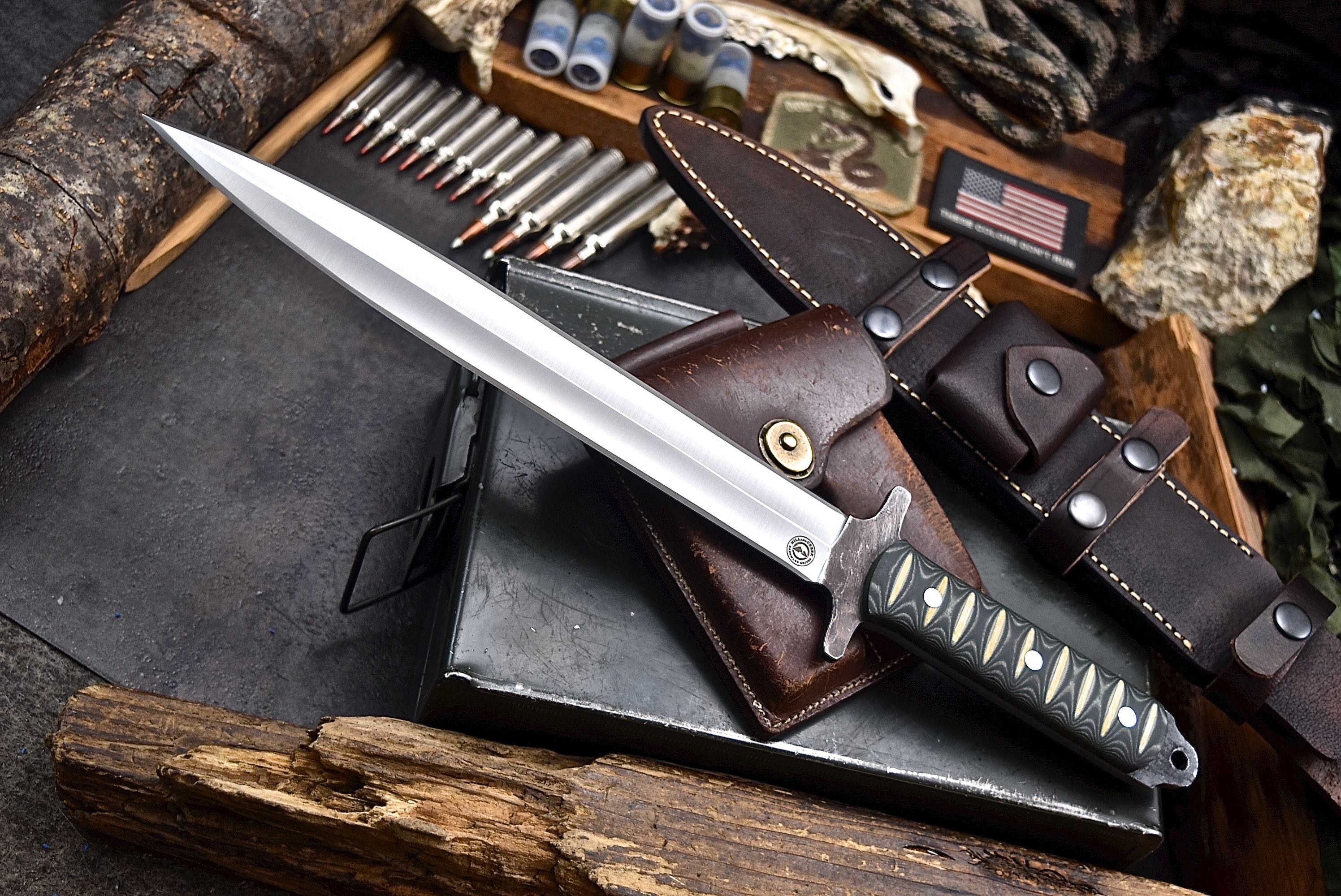 Blackstone River - Hill & Creek Handmade D2 Arkansas Toothpick Hunting  Dagger Knife & Sheath Set - Gun Industry Marketplace