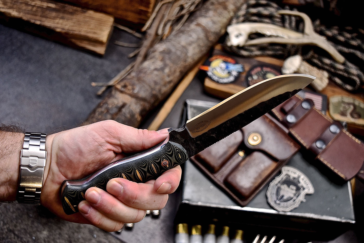 CFK Handmade VG10 Custom MICARTA Hunting Bushcraft Camping Sport Knife Set