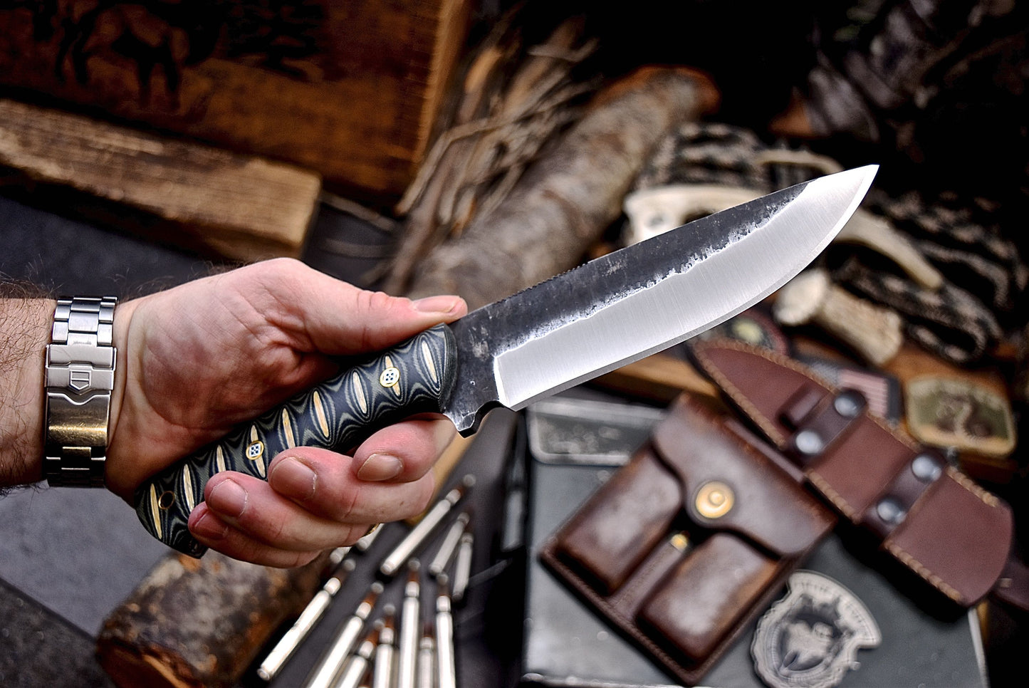 CFK Handmade VG10 Custom MICARTA Hunting Bushcraft Camping Sport Knife Set