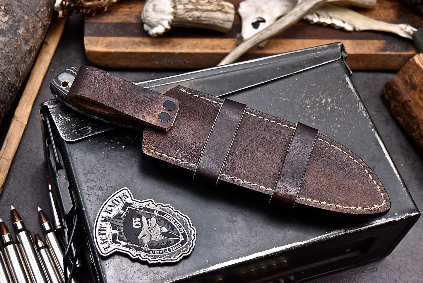 CFK IPAK Handmade D2 Custom MICARTA Hunting Skinner Camping Knife Set