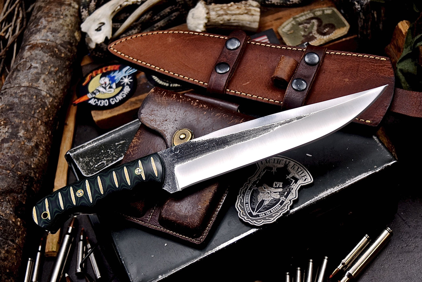 CFK Handmade 52100 Custom MICARTA Hunting Skinner Chopper Chopper Sport Knife Set