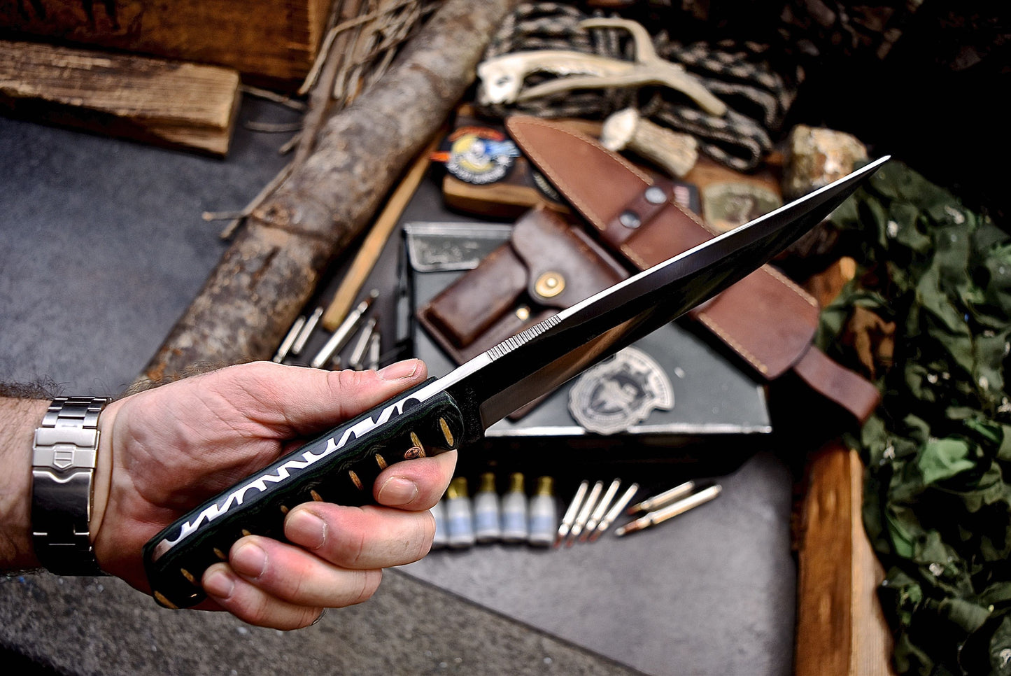 CFK Handmade 52100 Custom MICARTA Hunting Skinner Chopper Chopper Sport Knife Set