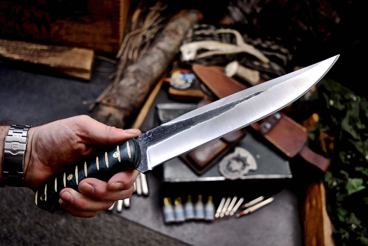 CFK Handmade 52100 Custom MICARTA Hunting Skinner Chopper Chopper Sport Knife Set