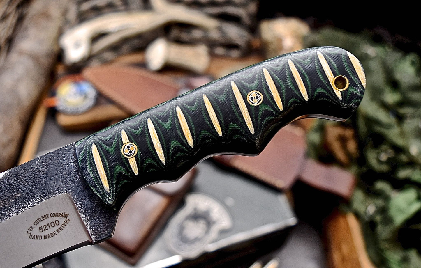 CFK Handmade 52100 Custom MICARTA Hunting Skinner Chopper Chopper Sport Knife Set