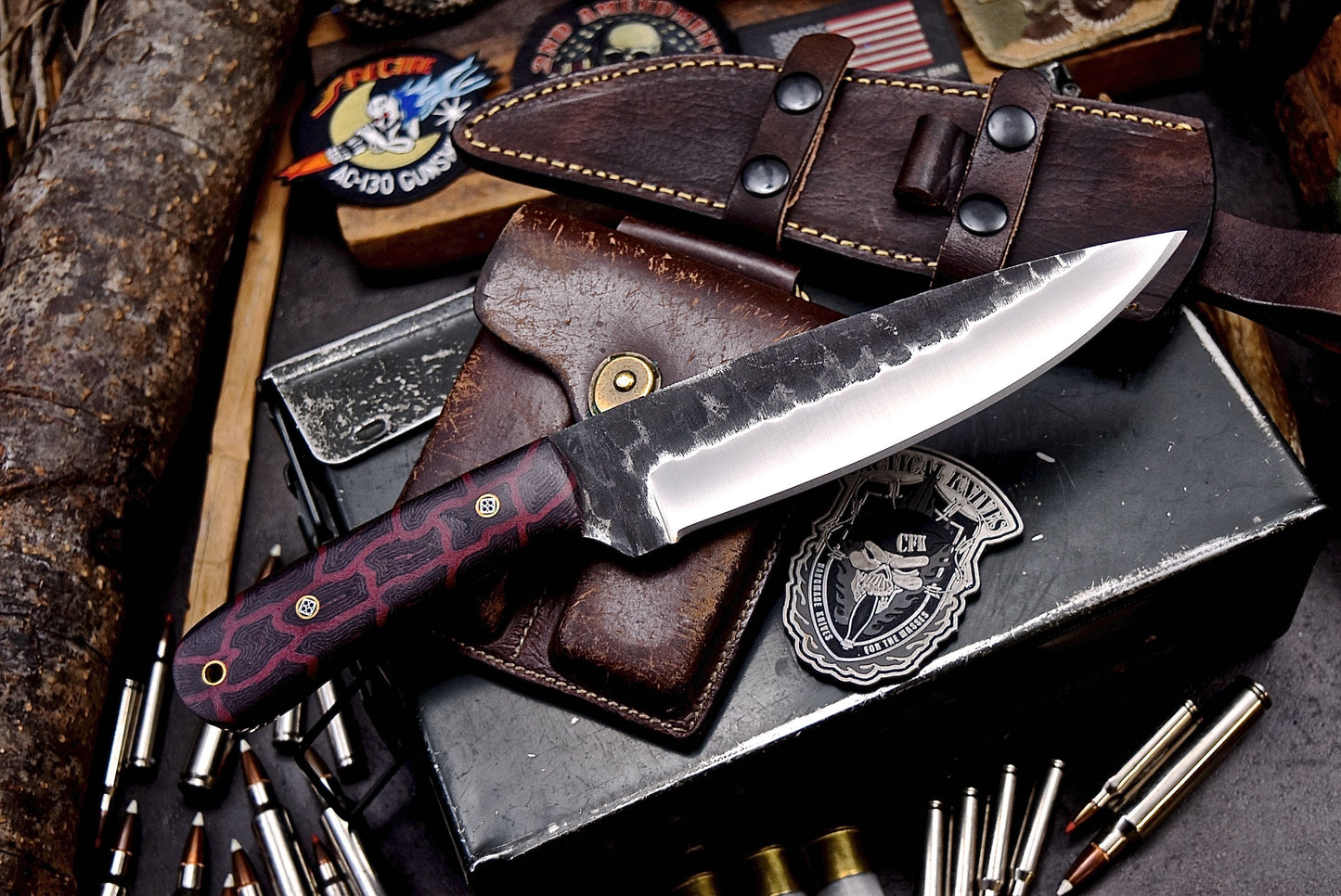 CFK Handmade AUS 10 Custom G10 Large Bushcraft Hunting Camping Knife Set