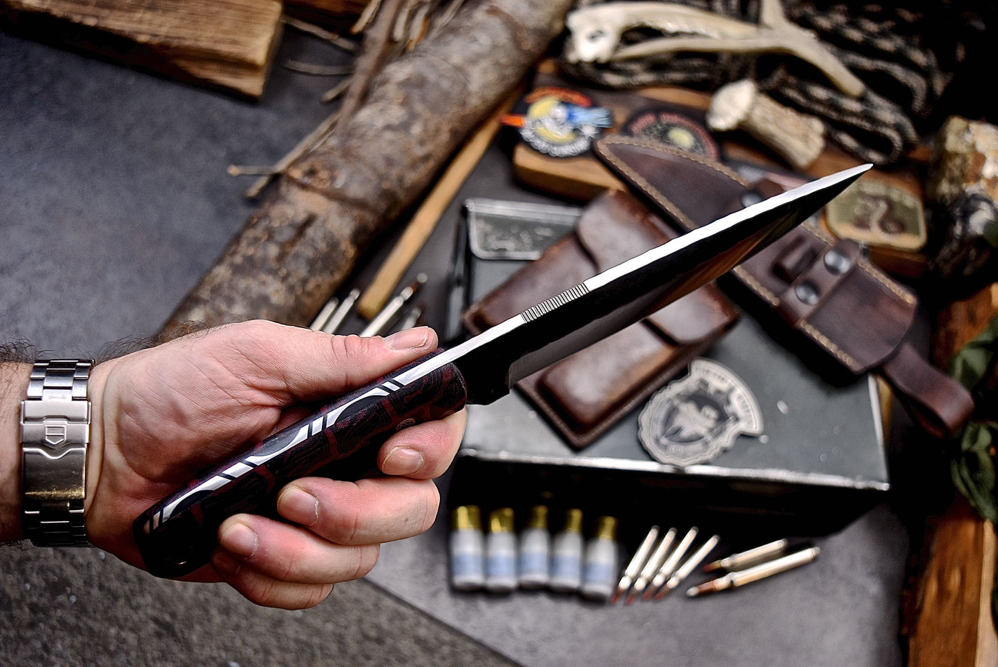 CFK Handmade AUS 10 Custom G10 Large Bushcraft Hunting Camping Knife Set