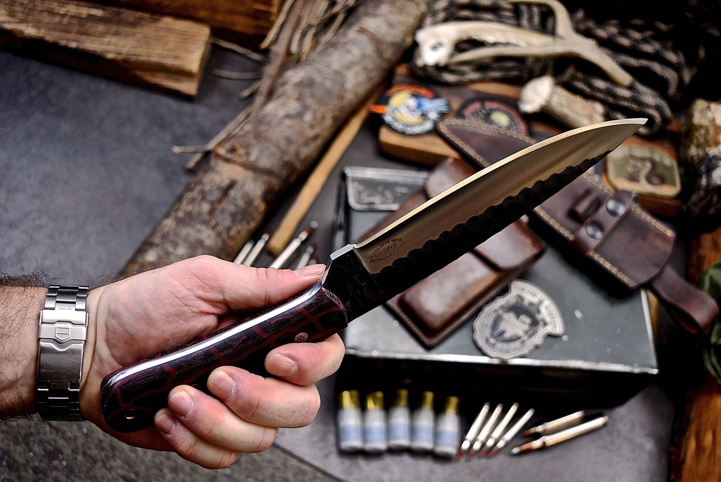 CFK Handmade AUS 10 Custom G10 Large Bushcraft Hunting Camping Knife Set