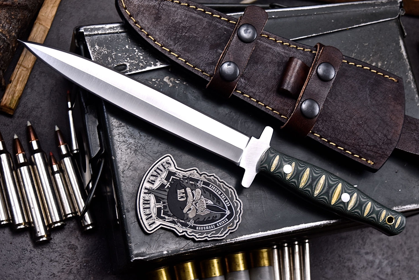 CFK IPAK Handmade D2 Custom WWII REPLICA SYKES DAGGER Hunting Shiv Sport Knife Set