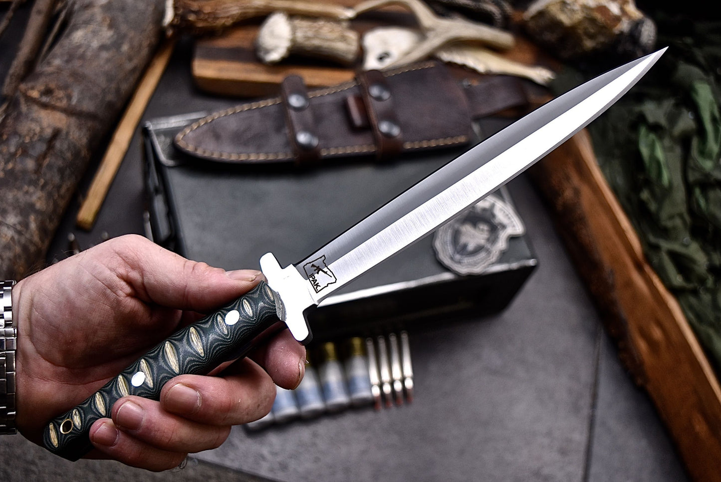 CFK IPAK Handmade D2 Custom WWII REPLICA SYKES DAGGER Hunting Shiv Sport Knife Set
