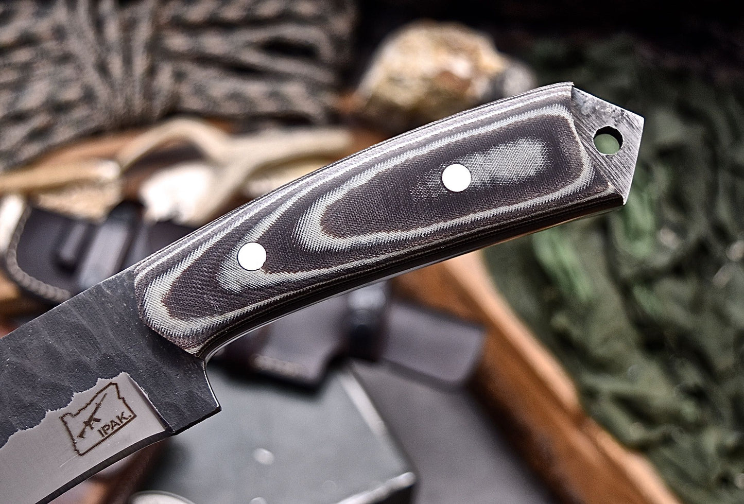 CFK IPAK Handmade D2 Custom MICARTA Large Tactical Chopper TANTO Knife Set