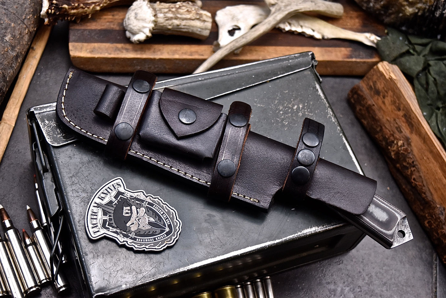 CFK IPAK Handmade D2 Custom MICARTA Large Tactical Chopper TANTO Knife Set