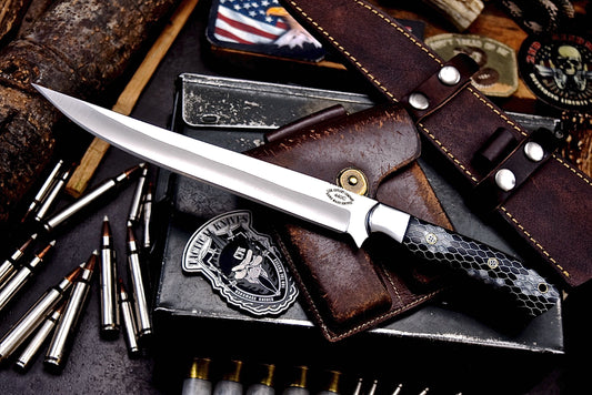 CFK Handmade 440C Custom HONEYCOMB RESIN Fishing Carving Hunting Knife