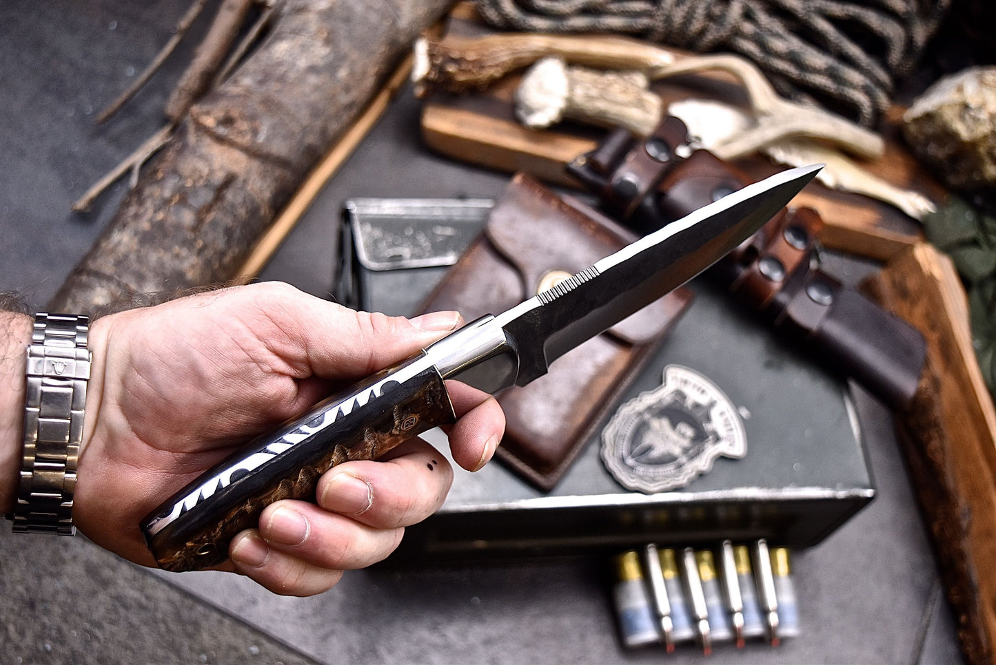 CFK Handmade VG10 Custom SHEEP HORN Hunting Skinner Knife Set