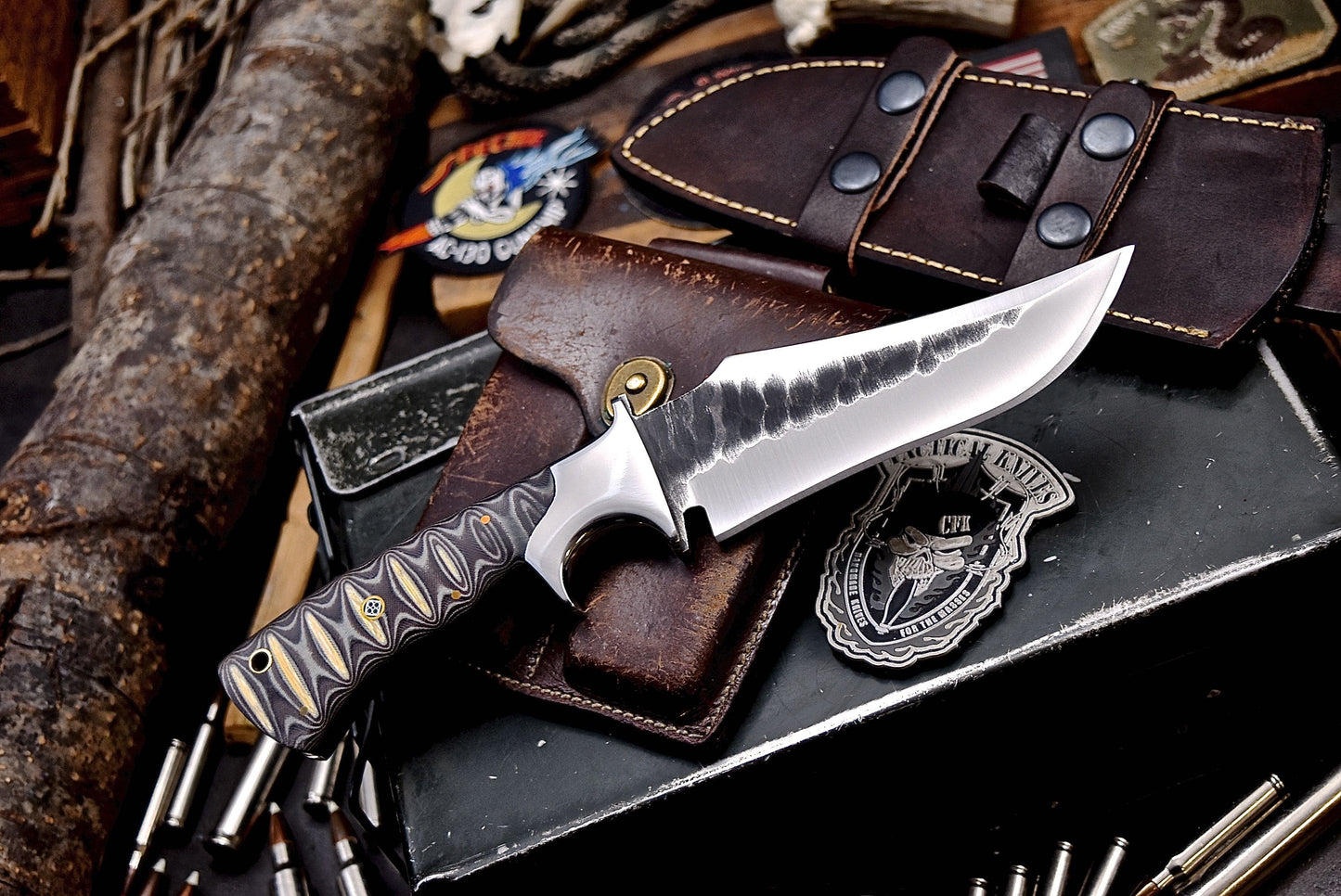 CFK Handmade AUS 10 Custom MICARTA Sub Hilt Hunting Camping Sinner Knife Set