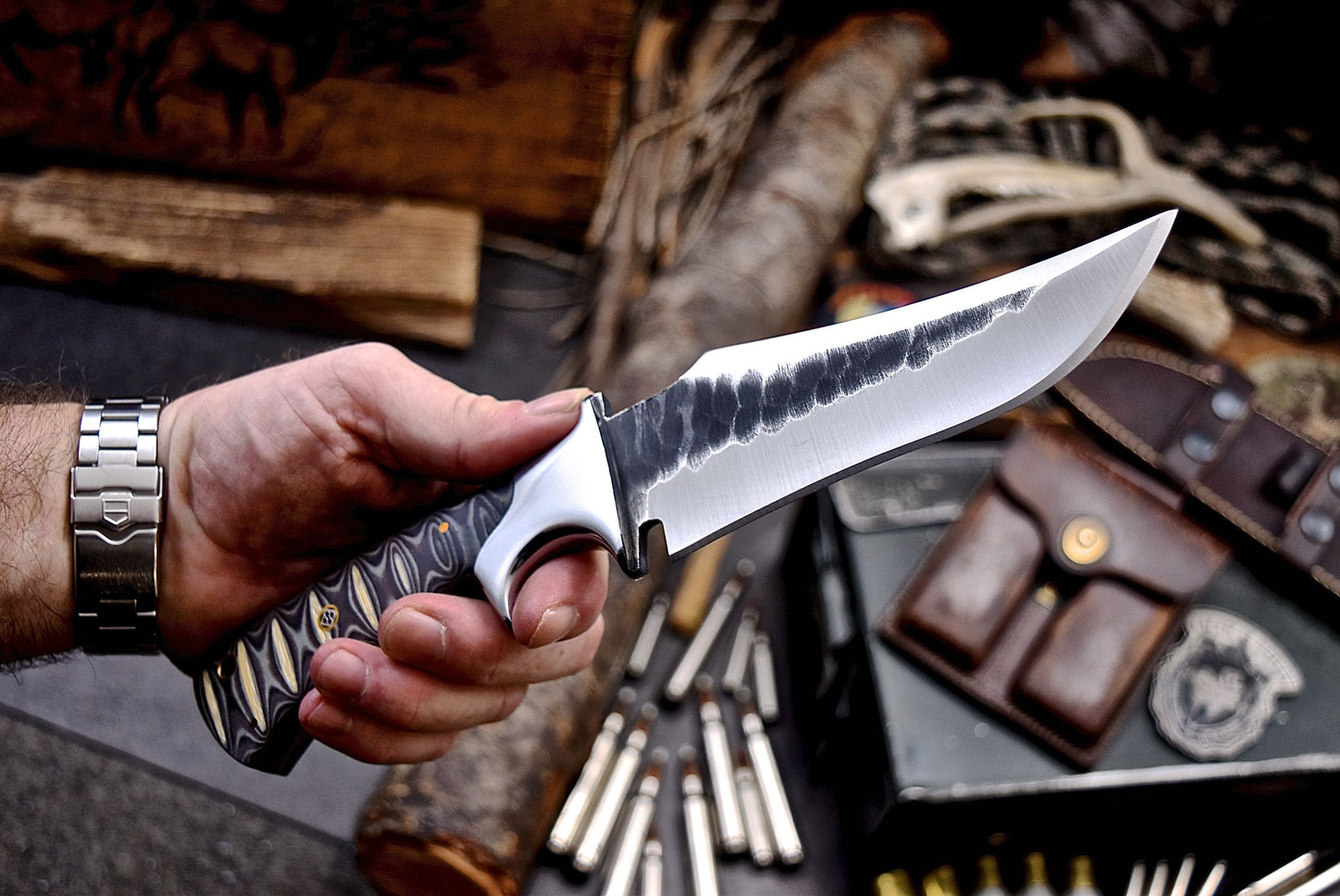 CFK Handmade AUS 10 Custom MICARTA Sub Hilt Hunting Camping Sinner Knife Set
