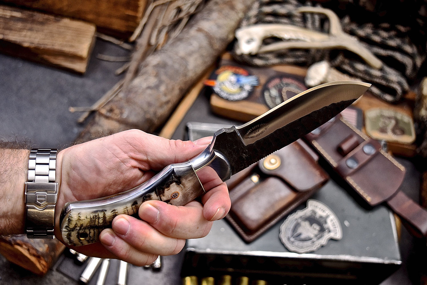 CFK Handmade D2 Tool Steel GENUINE SHEEP HORN Hunting Skinner Knife Set