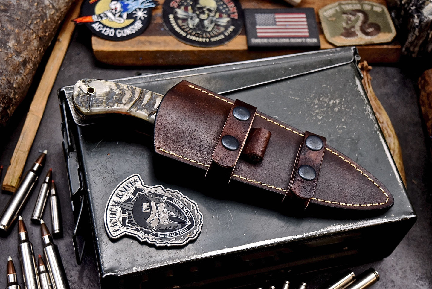 CFK Handmade D2 Tool Steel GENUINE SHEEP HORN Hunting Skinner Knife Set
