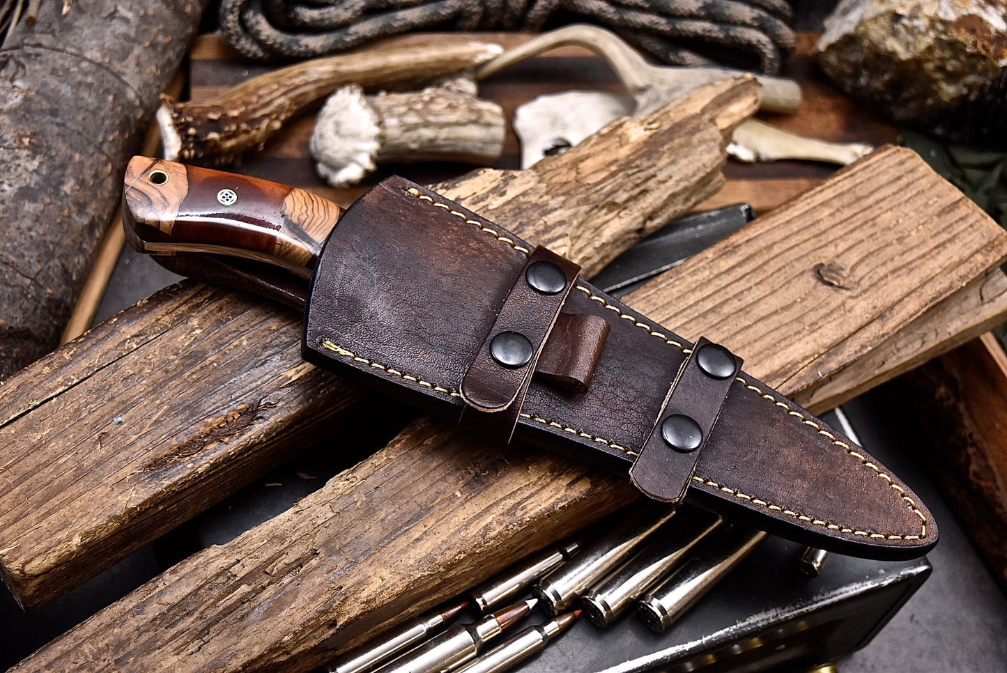 CFK Handmade DC53 Custom HYBRID WOOD Hunting Skinner Camping Sport Knife Set