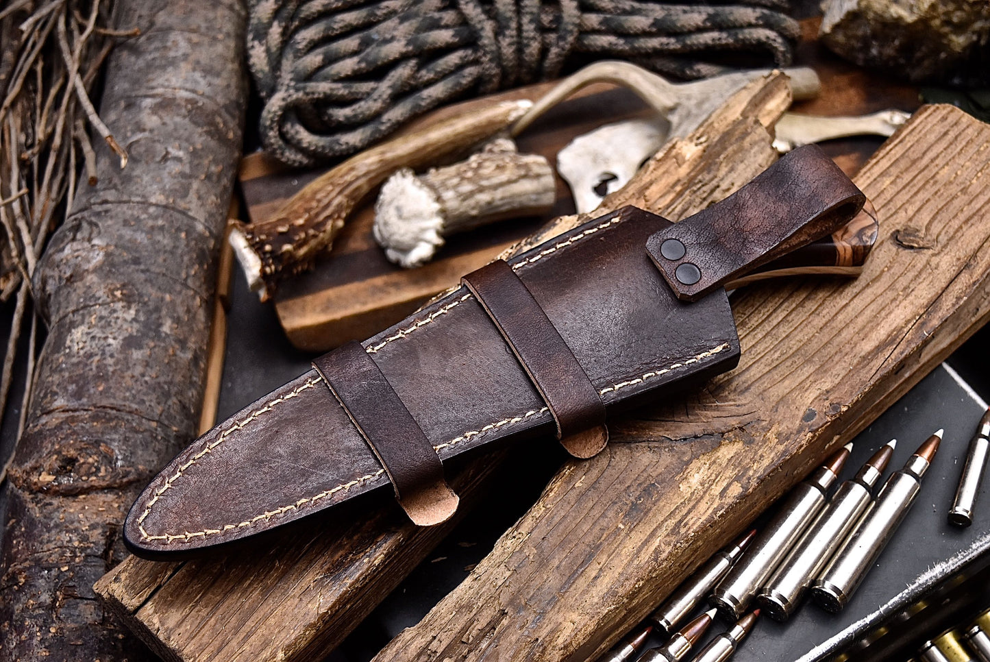CFK Handmade DC53 Custom HYBRID WOOD Hunting Skinner Camping Sport Knife Set