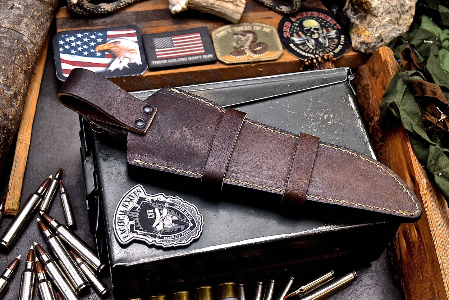 CFK Handmade CAMO 440C Custom PINE CONE Hunting Skinning Knife & Sheath Set