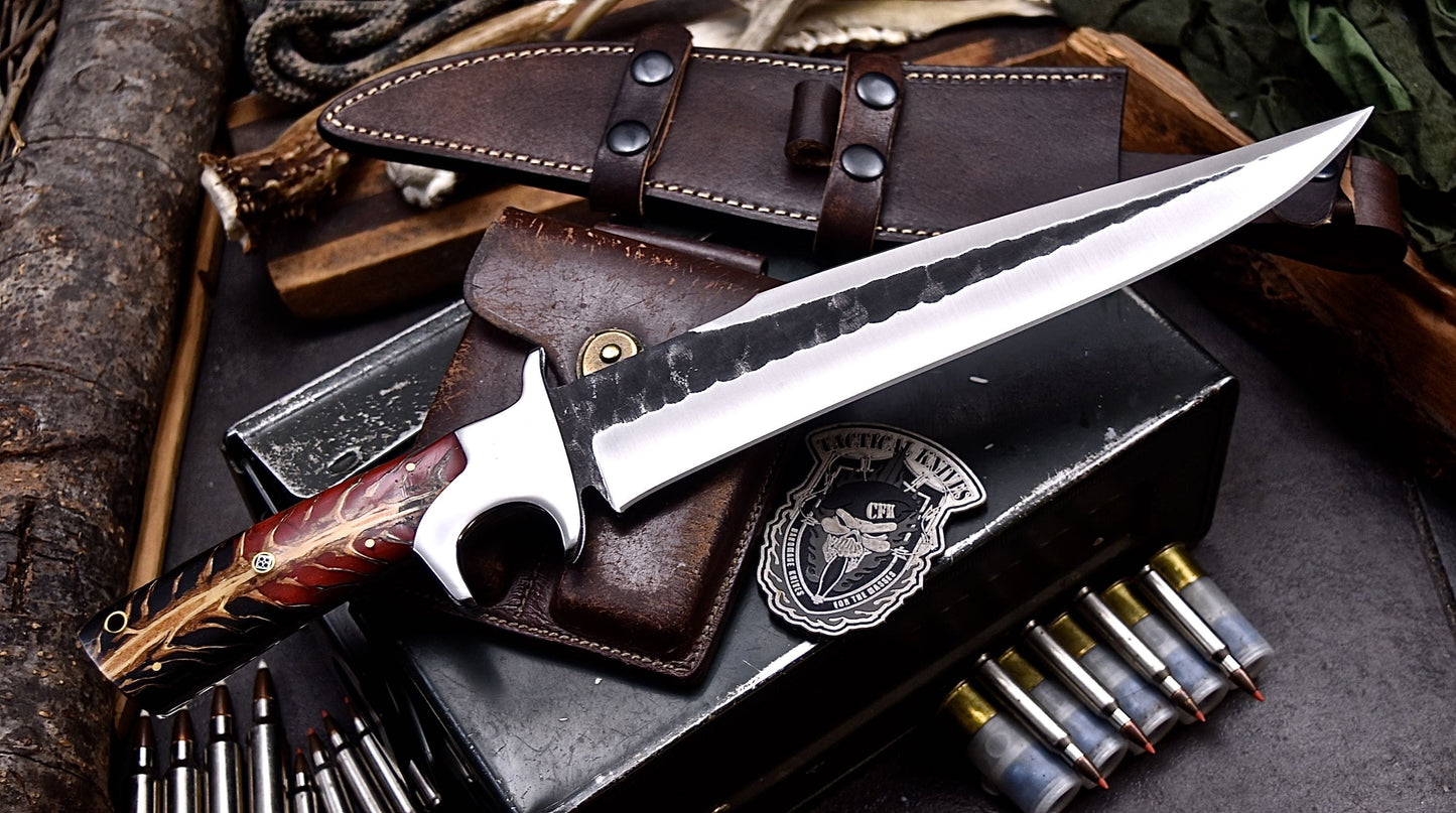 CFK Handmade AUS-10 Custom PINE CONE Corelon Sub Hilt Bowie Hunting Camping Knife Set