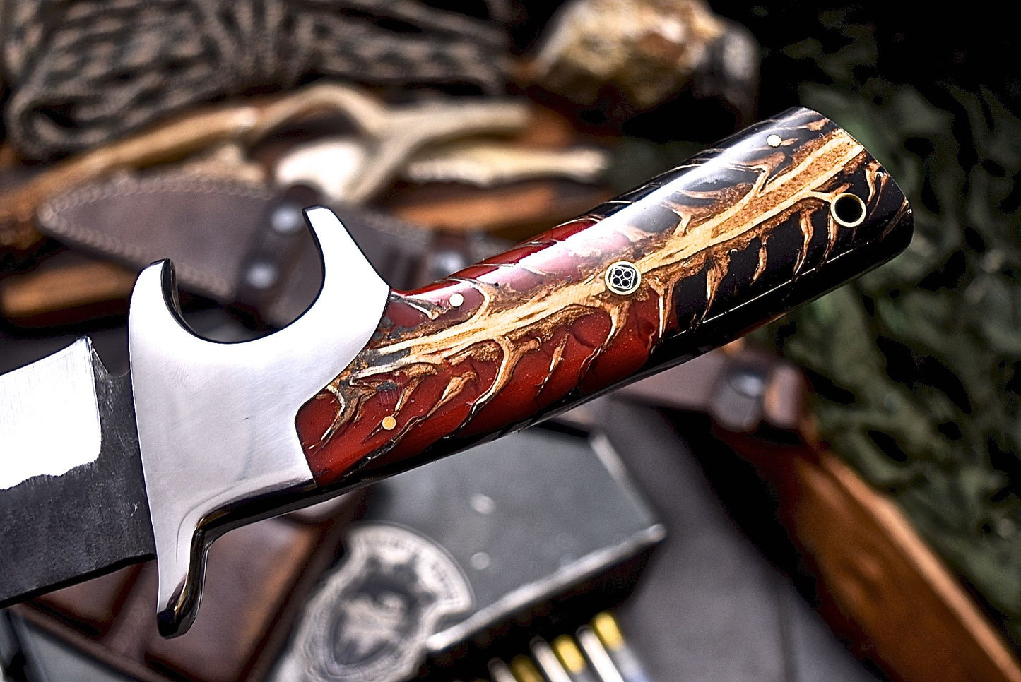 CFK Handmade AUS-10 Custom PINE CONE Corelon Sub Hilt Bowie Hunting Camping Knife Set