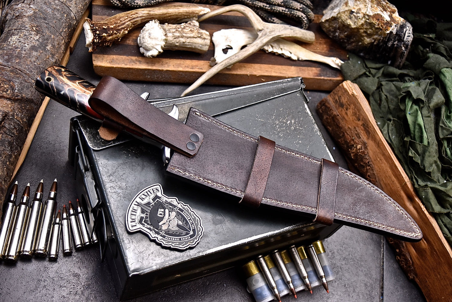 CFK Handmade AUS-10 Custom PINE CONE Corelon Sub Hilt Bowie Hunting Camping Knife Set