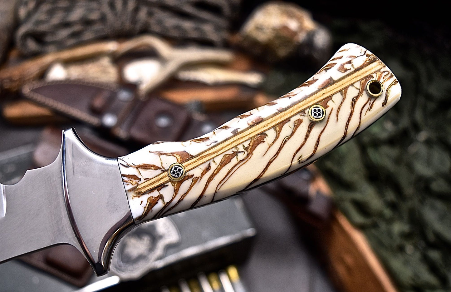 CFK Handmade AUS-10 Custom PINE CONE Corelon Large Chopper Hunting Hiking Knife Set