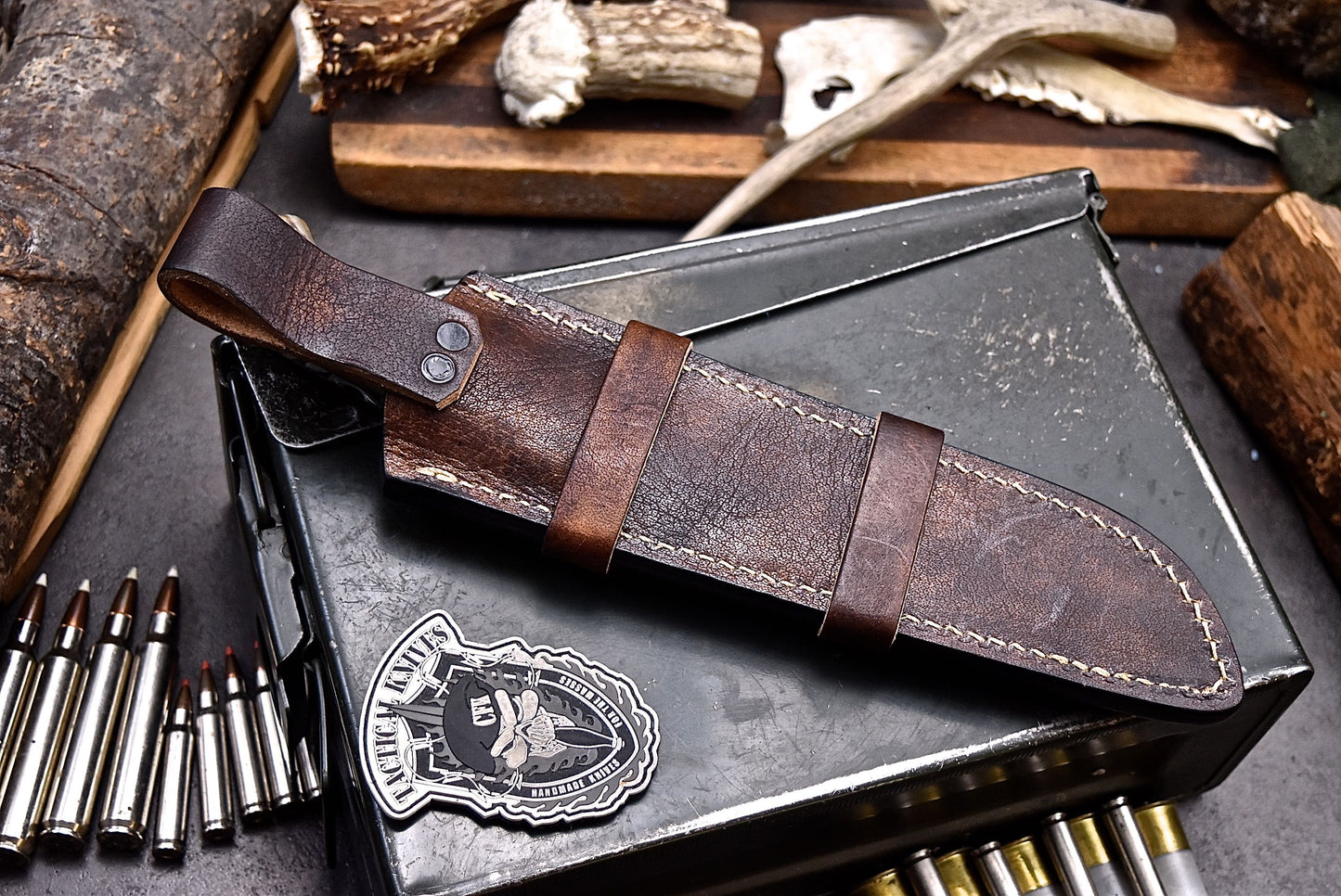 CFK Handmade D2 Custom SHEEP HORN Large Skinner Camping Hunting Knife Set