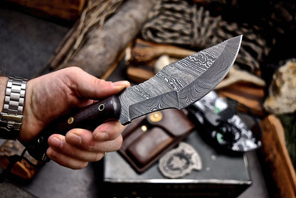 2014 CFK USA MADE Handmade DAMASCUS TRACKER Yellowhawk Custom Skulls Pattern Kydex Sheath Set
