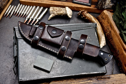 Catskill Mountains II - Hill & Creek Handmade D2 Linen Micarta Knife & Accessories Sheath Set