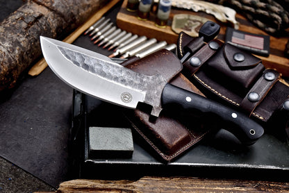 Yukon Creek - Hill & Creek Handmade D2 Camping Chopper Hunting Knife & Accessories Sheath Set