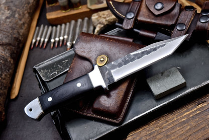 Northern Summit - Hill & Creek Handmade D2 Hunting Camping TANTO Knife & ACCESSORIES Sheath Set