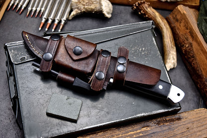 Northern Summit - Hill & Creek Handmade D2 Hunting Camping TANTO Knife & ACCESSORIES Sheath Set