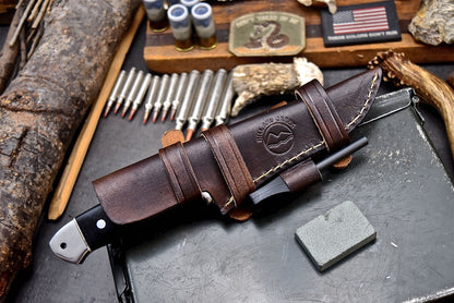 Northern Summit - Hill & Creek Handmade D2 Hunting Camping TANTO Knife & ACCESSORIES Sheath Set