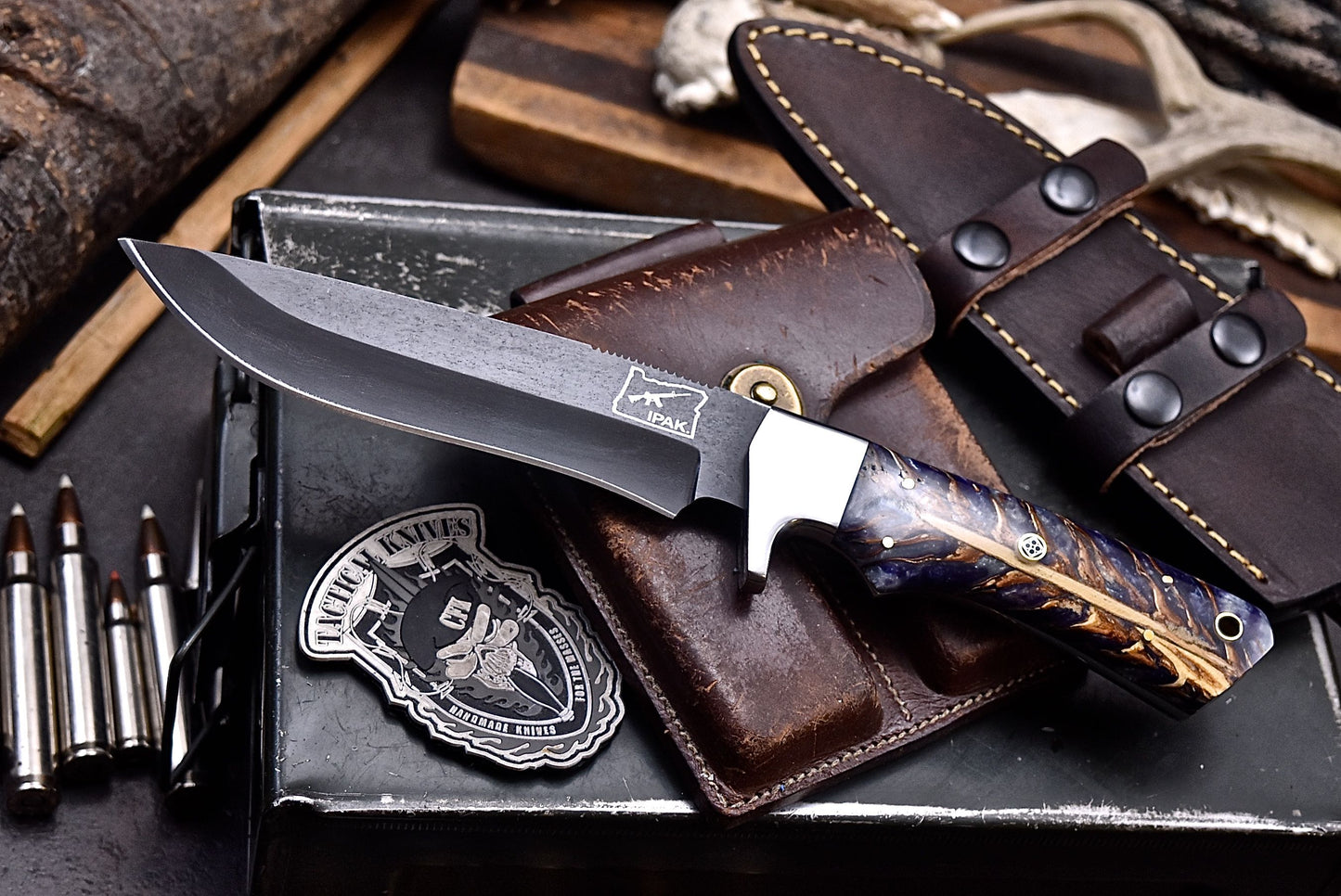 CFK IPAK Handmade 52100 PINE CONE CORELON Hunting Skinner Camping Sport Knife Set