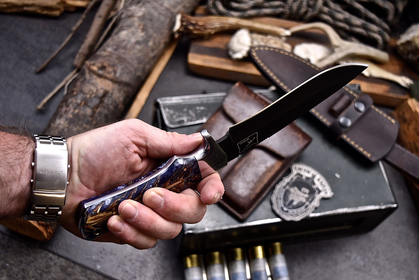 CFK IPAK Handmade 52100 PINE CONE CORELON Hunting Skinner Camping Sport Knife Set