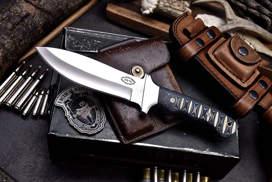 CFK Handmade VG10 Custom MICARTA Bushcraft Hunting Knife & Horizontal Sheath Set (ACCESSORIES INCLUDED)