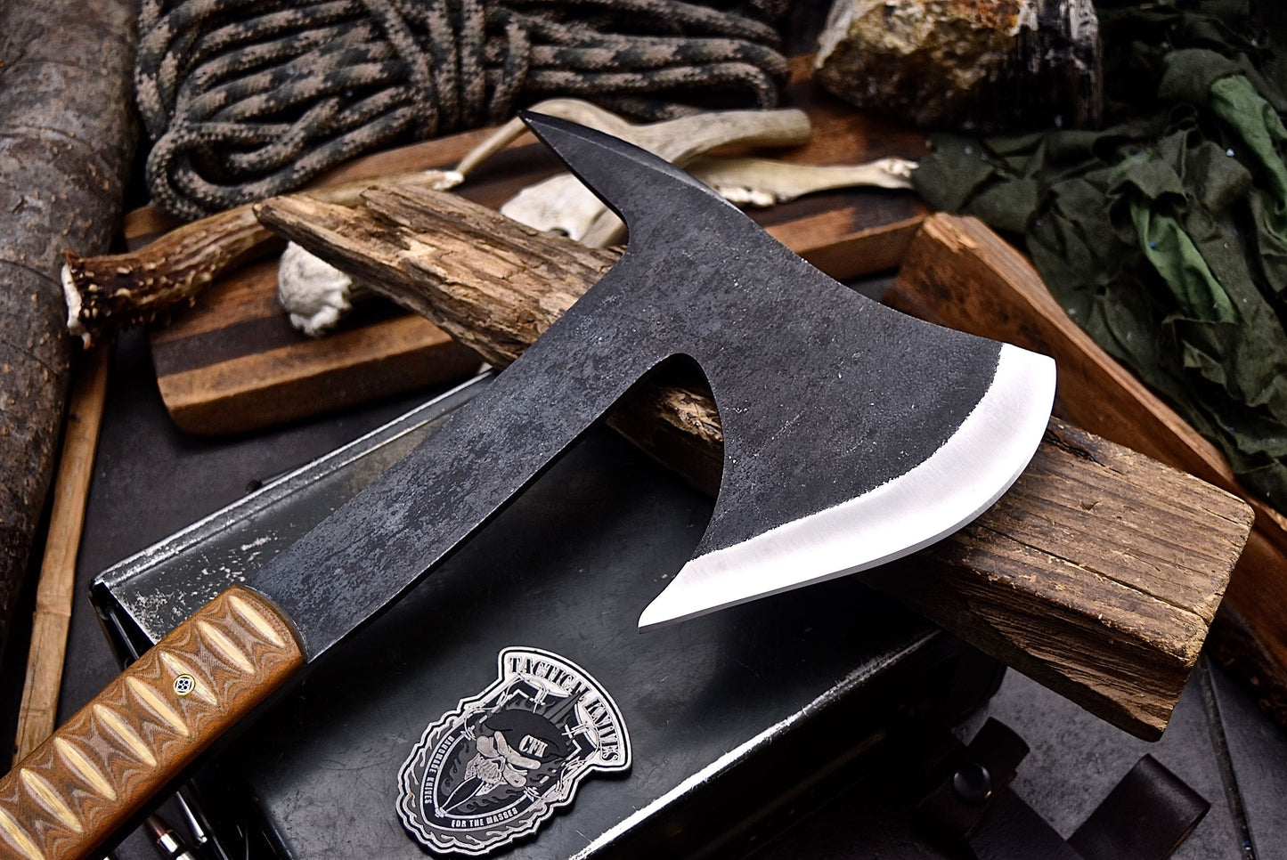 CFK Handmade D2 Tool Steel Custom FIREMAN Tomahawk Hatchet Axe w/ Sheath B